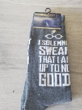 Warner Bros. Grey Harry Potter 'I Solemnly Swear' Crew Socks